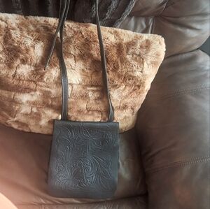 Elegant Black Embossed Shoulder Bag Patricia Nash